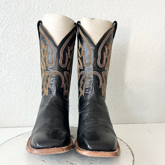 Rod Patrick Mens Cowboy Boots 8.5EE Black Leather Cowboy Square Toe Western EUC - Picture 6 of 14